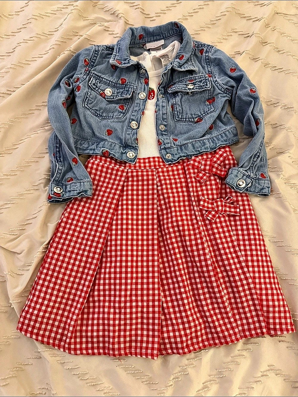 Little Lass Girls Size 5 Gingham Dress Set Like New